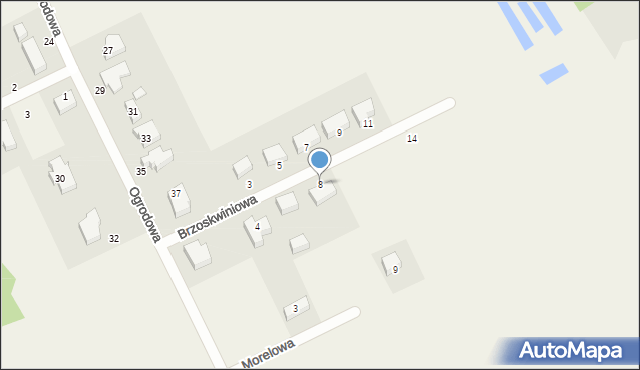 Nochowo, Brzoskwiniowa, 8, mapa Nochowo
