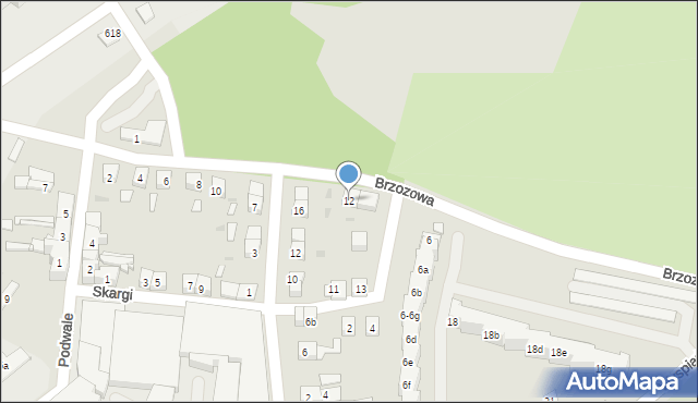 Nowa Sól, Brzozowa, 12, mapa Nowa Sól