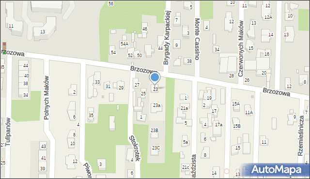 Nowa Wieś, Brzozowa, 23, mapa Nowa Wieś