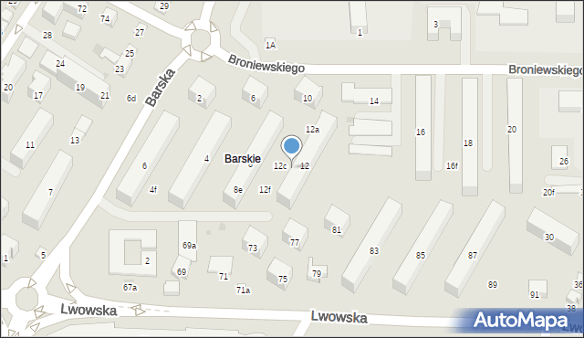 Nowy Sącz, Broniewskiego Władysława, 12d, mapa Nowego Sącza
