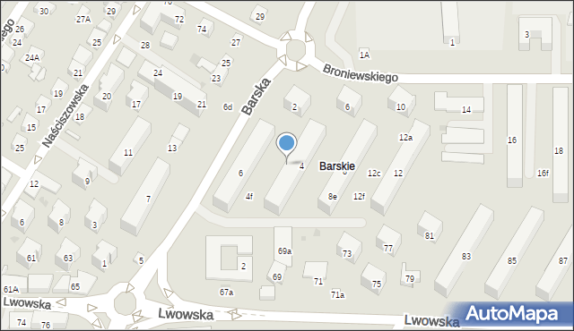 Nowy Sącz, Broniewskiego Władysława, 4c, mapa Nowego Sącza