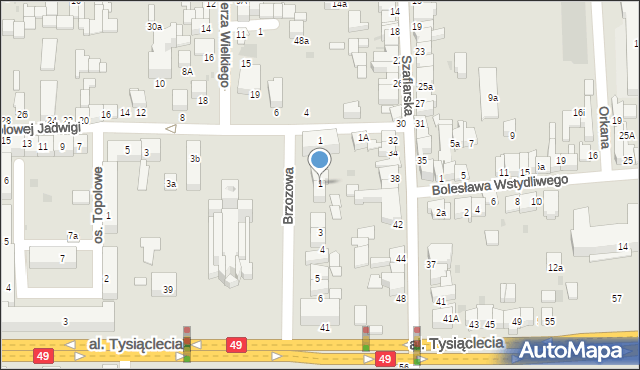 Nowy Targ, Brzozowa, 1, mapa Nowego Targu