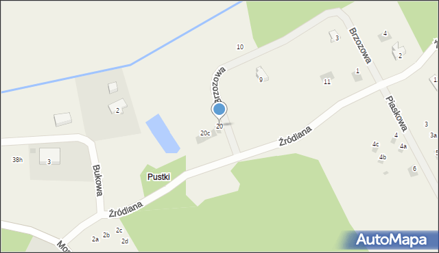 Odargowo, Brzozowa, 20, mapa Odargowo