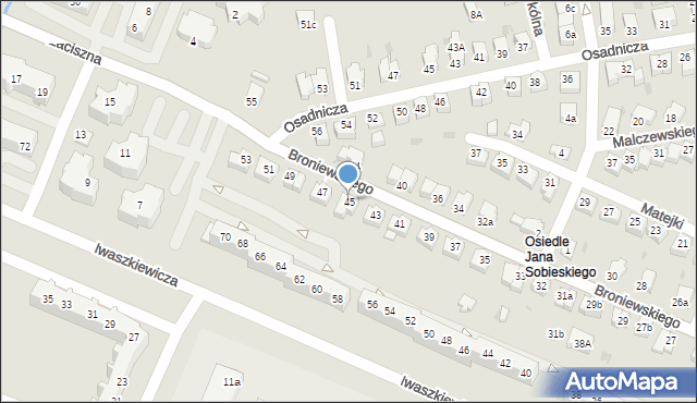 Oława, Broniewskiego Władysława, 45, mapa Oława