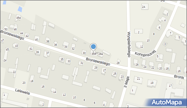 Olszewo-Borki, Broniewskiego Władysława, 30A, mapa Olszewo-Borki