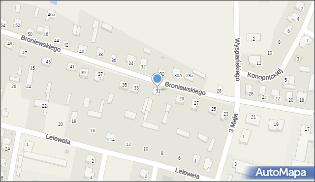 Olszewo-Borki, Broniewskiego Władysława, 31, mapa Olszewo-Borki