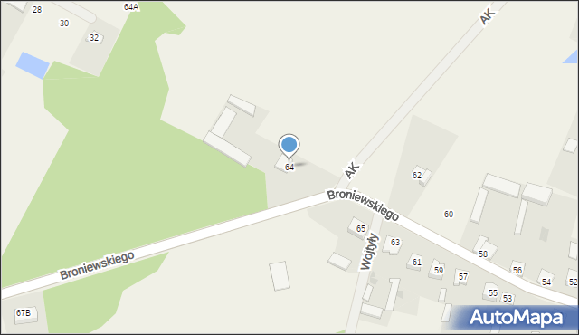 Olszewo-Borki, Broniewskiego Władysława, 64, mapa Olszewo-Borki