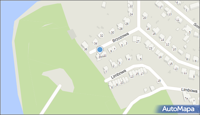 Olsztyn, Brzozowa, 13, mapa Olsztyna