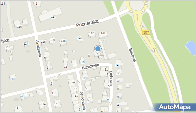 Opalenica, Brzozowa, 6, mapa Opalenica