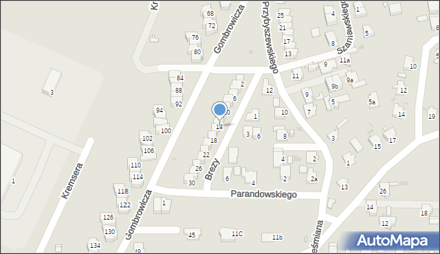 Opole, Brezy Tadeusza, 14, mapa Opola