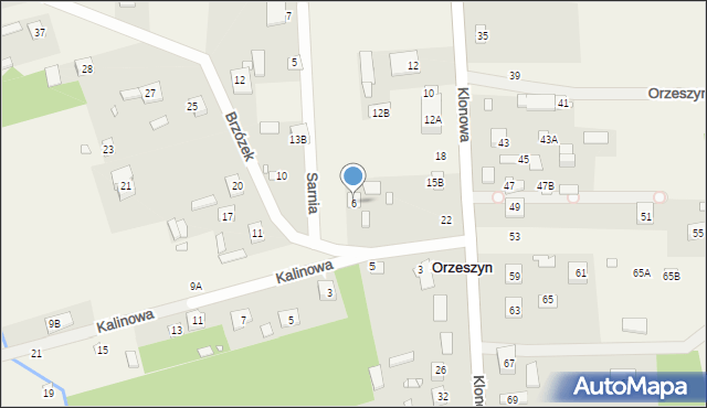 Orzeszyn, Brzózek, 6, mapa Orzeszyn