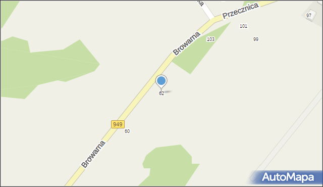 Osiek, Browarna, 62, mapa Osiek