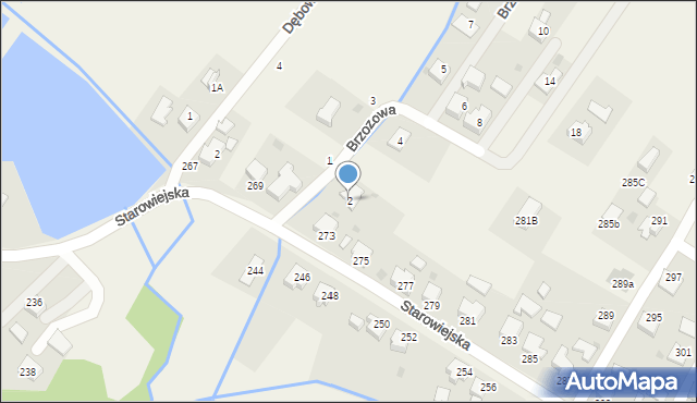 Osiek, Brzozowa, 2, mapa Osiek