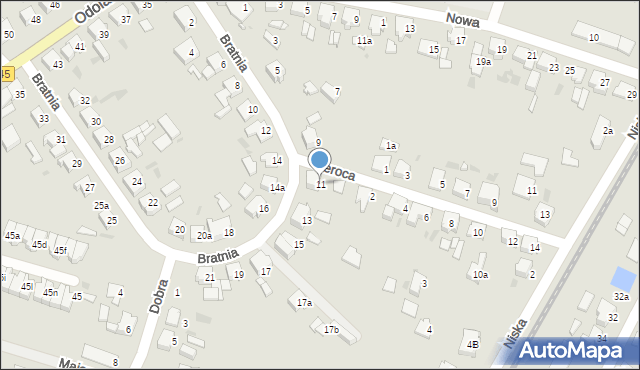 Ostrów Wielkopolski, Bratnia, 11, mapa Ostrów Wielkopolski