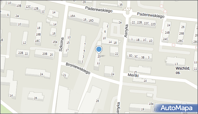 Ostrów Wielkopolski, Broniewskiego Władysława, 13, mapa Ostrów Wielkopolski