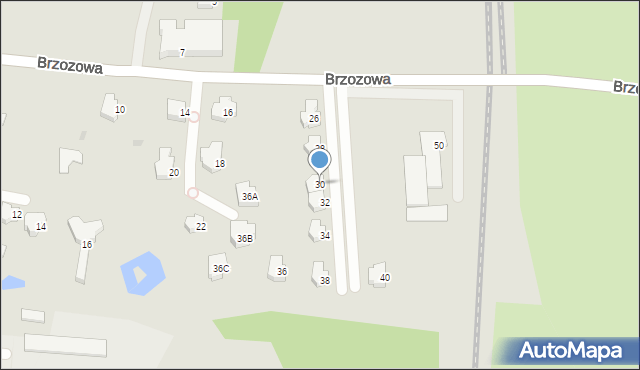 Ostrów Wielkopolski, Brzozowa, 30, mapa Ostrów Wielkopolski