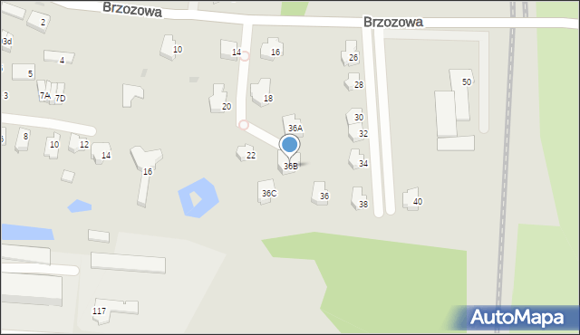 Ostrów Wielkopolski, Brzozowa, 36B, mapa Ostrów Wielkopolski