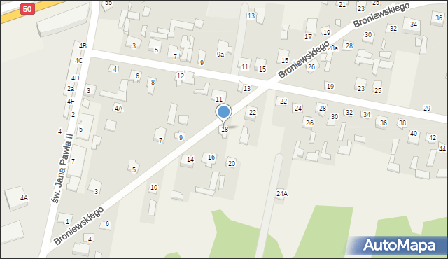 Ostrówek, Broniewskiego, 18, mapa Ostrówek