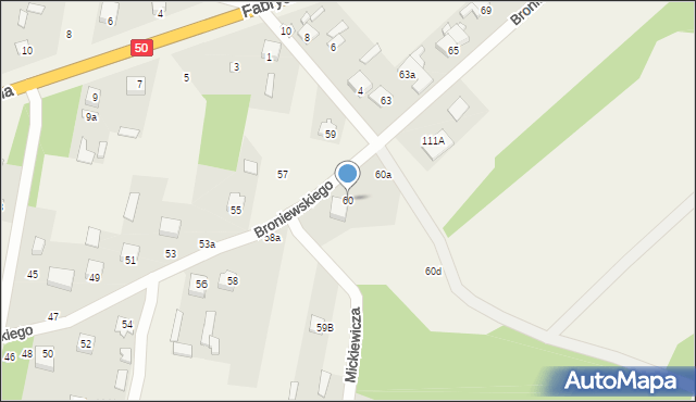 Ostrówek, Broniewskiego, 60, mapa Ostrówek