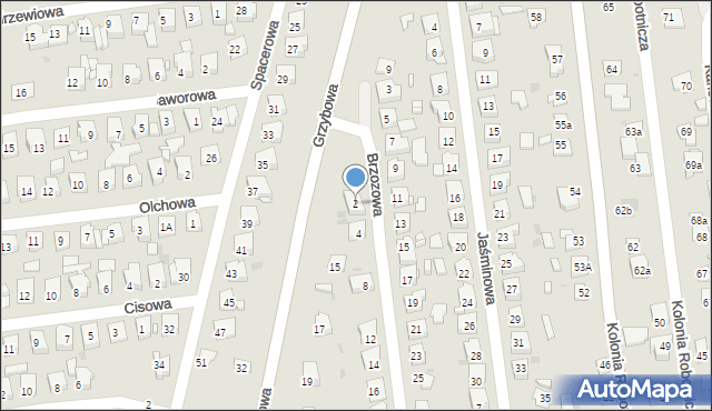 Ostrowiec Świętokrzyski, Brzozowa, 2, mapa Ostrowiec Świętokrzyski