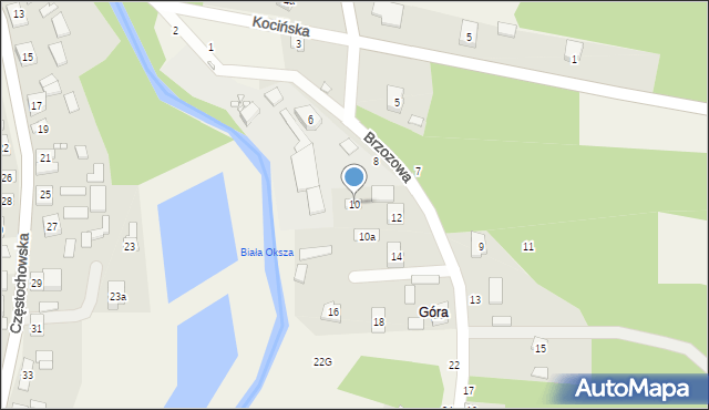 Ostrowy nad Okszą, Brzozowa, 10, mapa Ostrowy nad Okszą