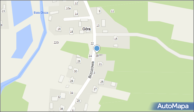 Ostrowy nad Okszą, Brzozowa, 19, mapa Ostrowy nad Okszą