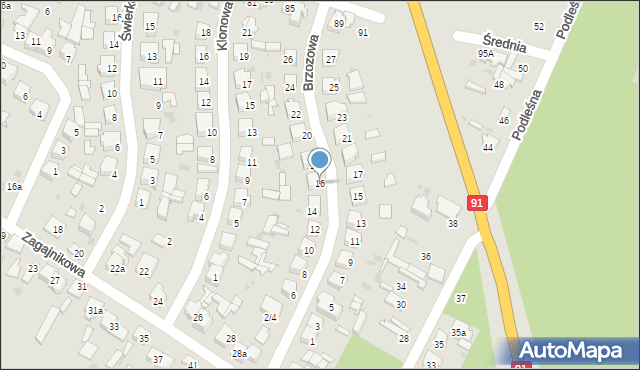 Ozorków, Brzozowa, 16, mapa Ozorków