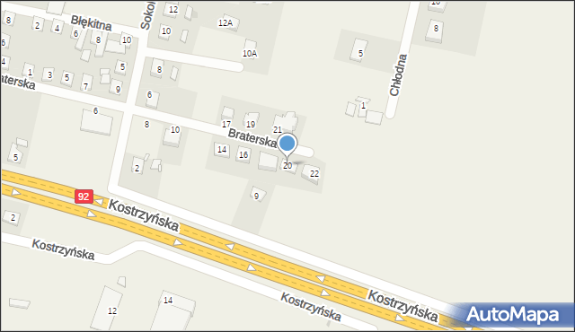 Paczkowo, Braterska, 20, mapa Paczkowo