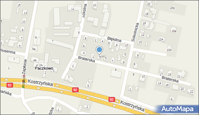 Paczkowo, Braterska, 3, mapa Paczkowo