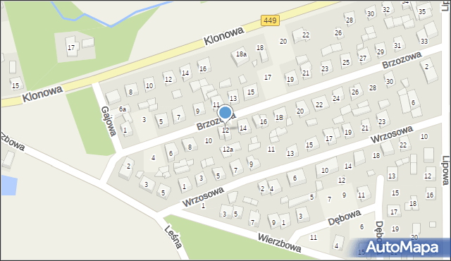 Palaty, Brzozowa, 12, mapa Palaty