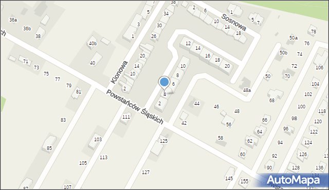 Paniówki, Brzozowa, 4, mapa Paniówki