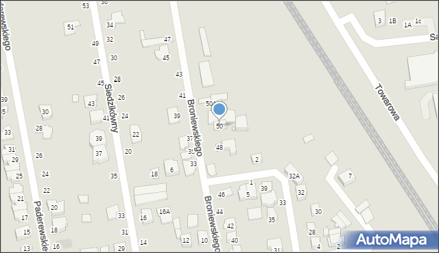 Piaseczno, Broniewskiego, 50, mapa Piaseczno