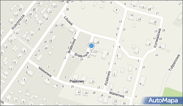 Piaskowo, Bratkowa, 24, mapa Piaskowo