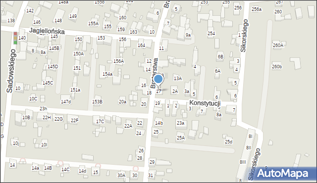 Piekary Śląskie, Braterstwa, 17, mapa Piekary Śląskie