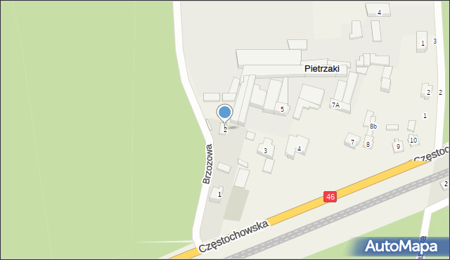 Pietrzaki, Brzozowa, 2, mapa Pietrzaki