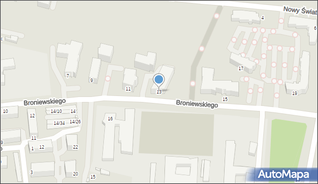 Piotrków Trybunalski, Broniewskiego Władysława, 13, mapa Piotrków Trybunalski