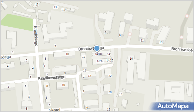 Piotrków Trybunalski, Broniewskiego Władysława, 14/18, mapa Piotrków Trybunalski