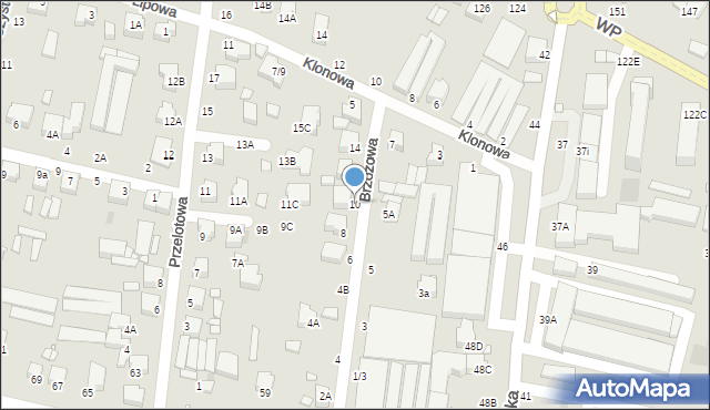 Piotrków Trybunalski, Brzozowa, 10, mapa Piotrków Trybunalski