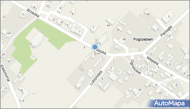 Pogrzebień, Brzezka, 3, mapa Pogrzebień