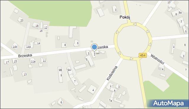 Pokój, Brzeska, 1, mapa Pokój