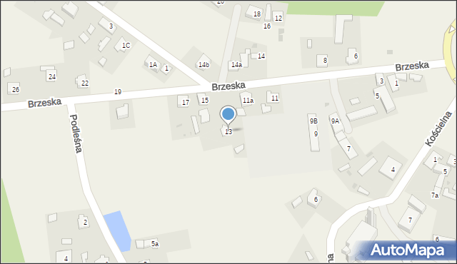 Pokój, Brzeska, 13, mapa Pokój