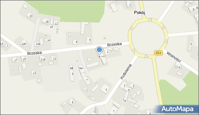 Pokój, Brzeska, 5, mapa Pokój