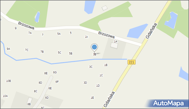 Pomlewo, Brzozowa, 3B, mapa Pomlewo