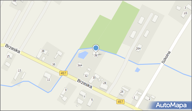 Popielów, Brzeska, 34, mapa Popielów