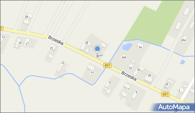 Popielów, Brzeska, 36, mapa Popielów