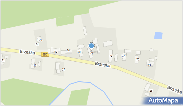 Popielów, Brzeska, 76, mapa Popielów