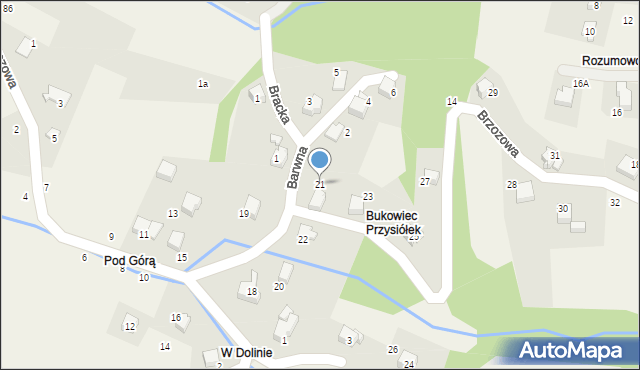 Porąbka, Brzozowa, 21, mapa Porąbka