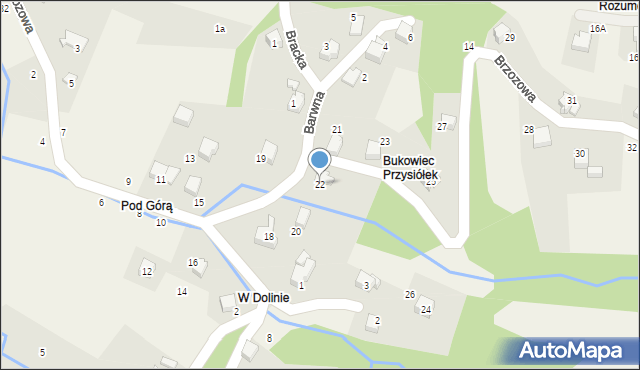 Porąbka, Brzozowa, 22, mapa Porąbka