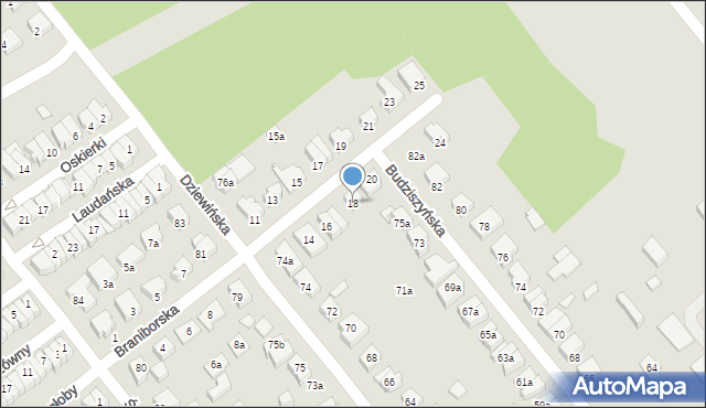 Poznań, Braniborska, 18, mapa Poznania