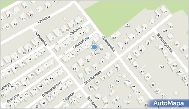 Poznań, Braniborska, 7a, mapa Poznania